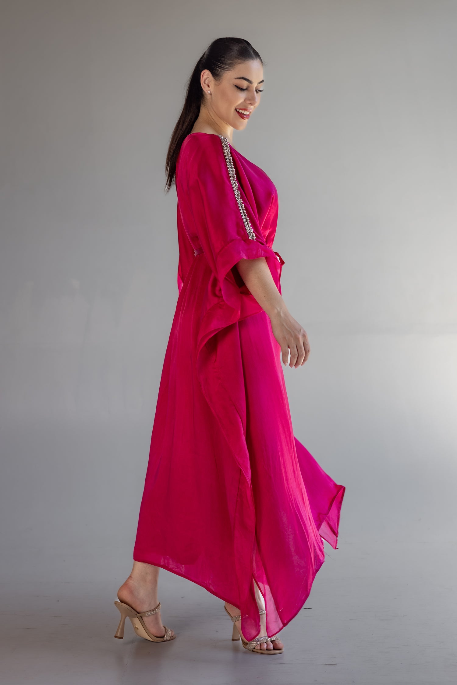 kaftan pink dress Eden Linen Kaftan | Fringe Cover-Up Dress in 4 Colors